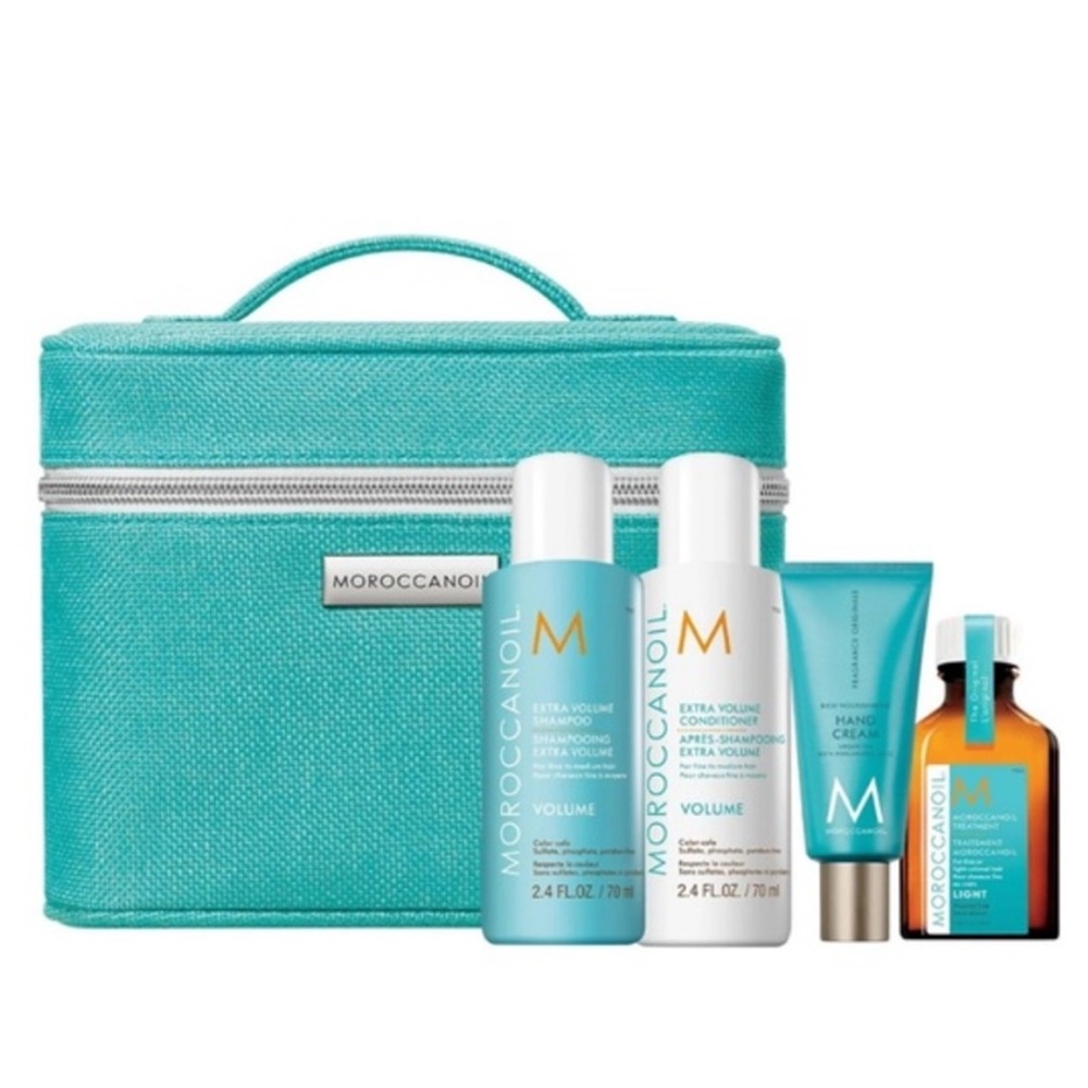 Moroccanoil Volume Travel Hair Set New  4piece set w/ travel cosmetics bag vaca